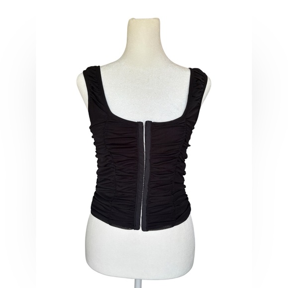 Shinestar Black Ruched Corset Tank Top - Picture 1 of 3